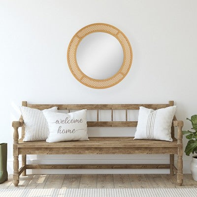  Northlight 30" Round Woven Style Wall Mirror