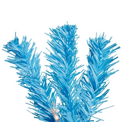  Northlight Pre-Lit Medium Artificial Pine Christmas Tree - 4' - Sky Blue - Clear Lights