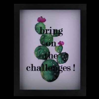  Northlight LED Lighted 'Bring On The Challenges' Cactus Framed Light Box 9" X 7"