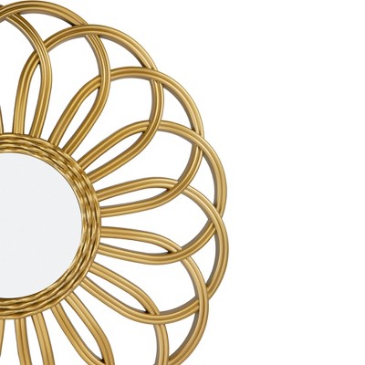  Northlight 30" Round Rattan Sunflower Wall Mirror