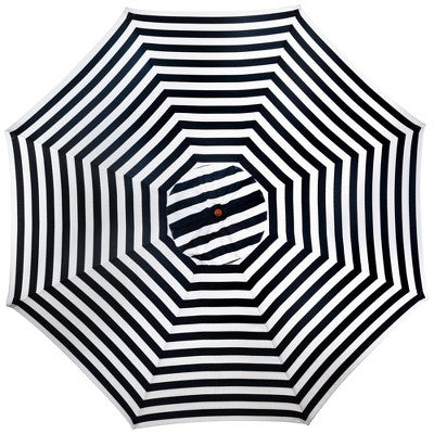  Northlight Striped Outdoor Patio Market Umbrella With Wooden Pole - 8.5' - Blue And White
