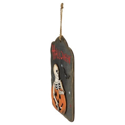  Northlight 9.75" Skeleton And Jack-O-Lantern Halloween Wall Sign