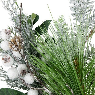  Northlight Real Touch™️ Winter Greenery With Pinecones Artificial Christmas Wreath - 18" - Unlit