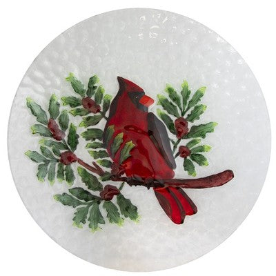  Northlight 21" Red Cardinal And Pine Cone Glass Bird Bath With Stand