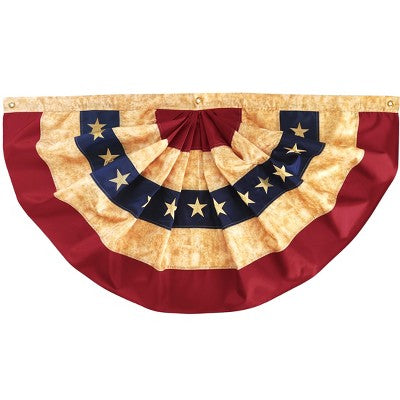  Northlight Patriotic Americana Tea-Stained Pleated Bunting Flag 48" X 24"
