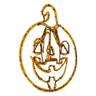  Northlight 18" Orange Jack O Lantern 4 Function LED Lighted Halloween Window Silhouette