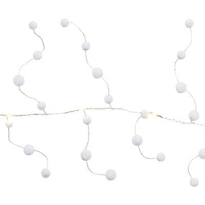  Northlight LED Lighted B/O Pom Pom Christmas Garland Lights - Cool White - 4.25' Clear Wire - 10ct
