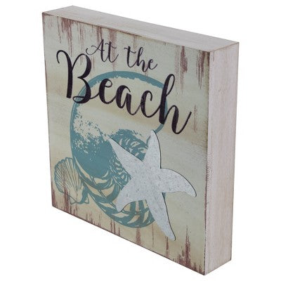  Northlight Seashells And Starfish "At The Beach" Coastal Wall Plaque 8" X 8"