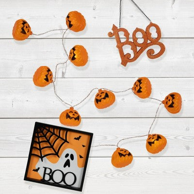  Northlight 10 Ct LED Pumpkin Halloween Warm White Light Set - 4' Clear Wire