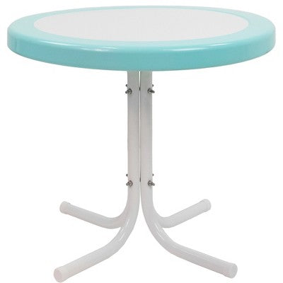  Northlight 22" Outdoor Retro Tulip Side Table, Blue And White