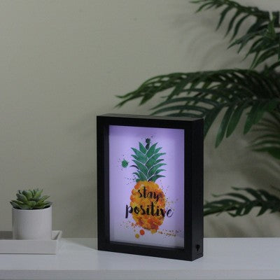  Northlight 9” LED Lighted 'Stay Positive' Pineapple Framed Light Box