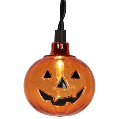  Northlight LED Lighted Pumpkin Halloween Curtain Icicle Lights - Orange - 5.25' Black Wire - 25ct