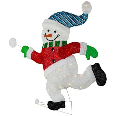  Northlight Lighted Snowman With Snowball Outdoor Christmas Decoration - 36.25" - Clear Lights