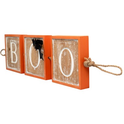  Northlight BOO Wooden Block Halloween Sign With Bats - 27.5"