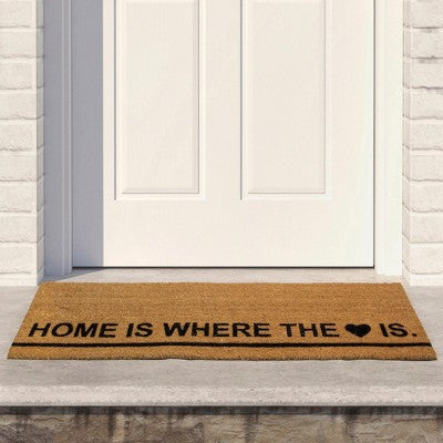  Northlight Natural Coir Outdoor Rectangular "Home Is Where The Heart Is" Doormat 16" X 48"