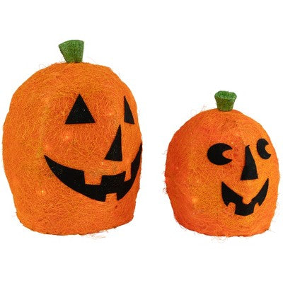  Northlight Lighted Sisal Jack O' Lanterns Outdoor Halloween Decorations - Set Of 2