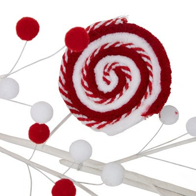  Northlight 30" Candy Cane Swirls And Pom Poms Christmas Garland