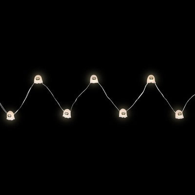  Northlight 10-Count LED Halloween Ghost Fairy Lights, 6.5 Ft Silver Wire