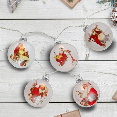  Northlight Set Of 5 Glass Norman Rockwell Christmas Disc Lights