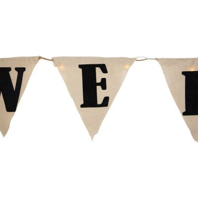  Northlight 18.75" Beige Battery Operated LED Lighted Burlap Happy Halloween Banner