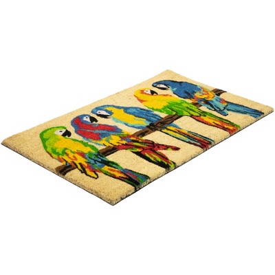  Northlight Toffee And Multicolor Parrots Coir Outdoor Doormat 18" X 30"