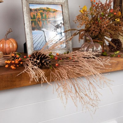  Northlight 35" Flocked Fountain Grass Artificial Fall Harvest Spray