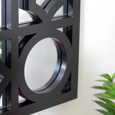  Northlight 29.5" Black Framed Geometric Style Rectangular Wall Mirror
