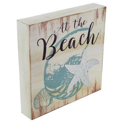  Northlight Seashells And Starfish "At The Beach" Coastal Wall Plaque 8" X 8"
