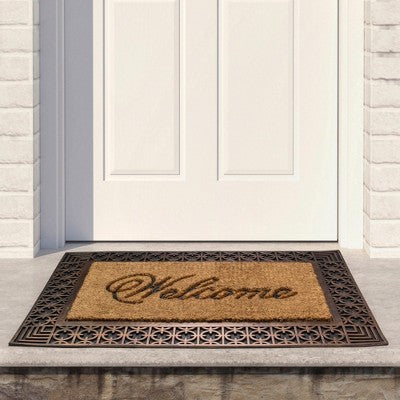  Northlight Gold And Natural Coir Rectangular "Welcome" Doormat 23" X 35"