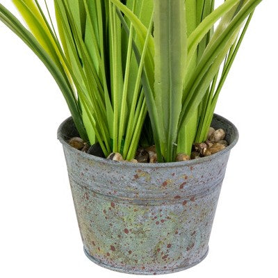  Northlight 24" Artificial Green Onion Grass Plant In Tin Pot