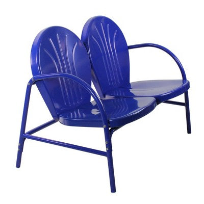  Northlight 47-Inch Outdoor Retro Tulip Loveseat, Blue