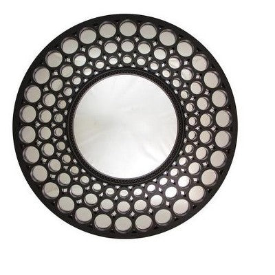  Northlight 24.75" Glamorous Cascading Orbs Black Framed Round Wall Mirror