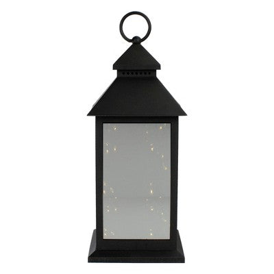  Northlight LED Lighted Flickering Candle Lantern - 12" - Black - Warm White Light
