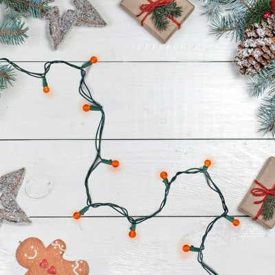  Northlight 50 Count Orange LED G12 Berry Mini Christmas Lights - 15 Ft Green Wire