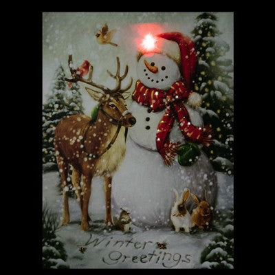  Northlight LED Lighted Snowman And Reindeer Christmas Canvas Wall Art 15.75" X 11.75"