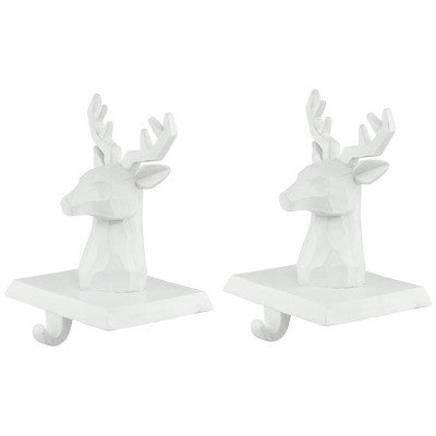  Northlight Set Of 2 White Reindeer Head Christmas Stocking Holders 5.75"