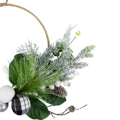  Northlight Real Touch™️ Winter Greenery With Pinecones Artificial Christmas Wreath - 18" - Unlit