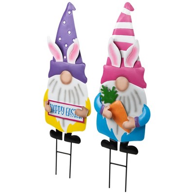  Northlight Happy Easter Gnomes Outdoor Garden Stakes - 27" - Set Of 2