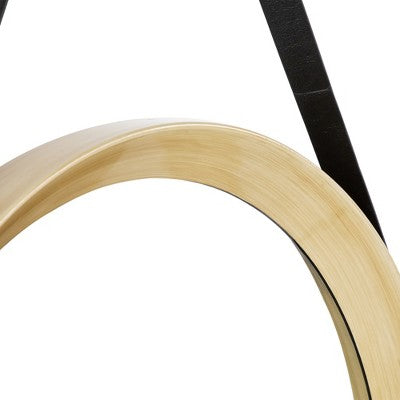  Northlight 20" Wooden Finish Round Wall Mirror With Black Hanging Strap