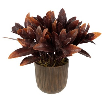  Northlight 8" Two-Tone Artificial Foliage Plant In A Textured Lined Pot