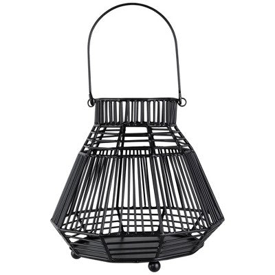  Northlight Medium Iron Geometric Hurricane Candle Lantern - 8.25" - Black