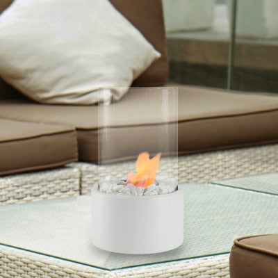  Northlight 10.5" Bio Ethanol Round Portable Tabletop Fireplace With White Base