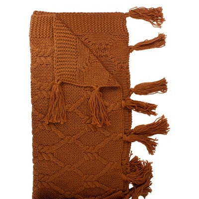  Northlight Golden Ochre Knit Throw Blanket With Tassels 50" X 60"