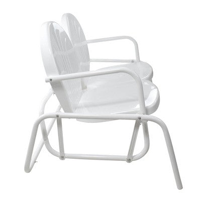  Northlight 48.25" Outdoor Retro 2-Person Metal Tulip Double Glider Patio Chair, White