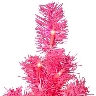  Northlight Pre-Lit Tinsel Artificial Christmas Tree - 3' - Pink - Clear Lights