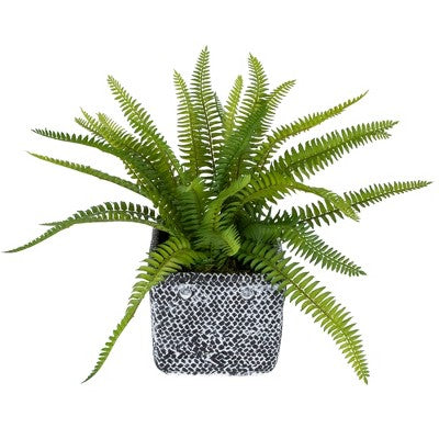  Northlight 20" Boston Fern Artificial Plant In Weathered Square Planter - Green/Gray