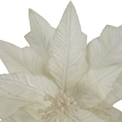  Northlight 24" Cream Glittered Poinsettia Christmas Stem Spray