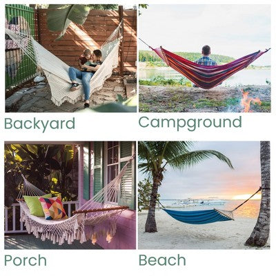  Northlight Cotton Striped Two Person Double Hammock - 76" X 59"