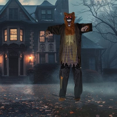  Northlight Huge Lighted And Animated Talking Werewolf Commercial Outdoor Halloween Decoration - 12'