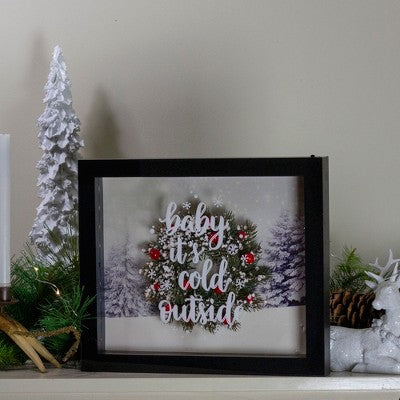  Northlight 14" Black Framed 3D "Baby It's Cold Outside" Christmas LED Decor Box